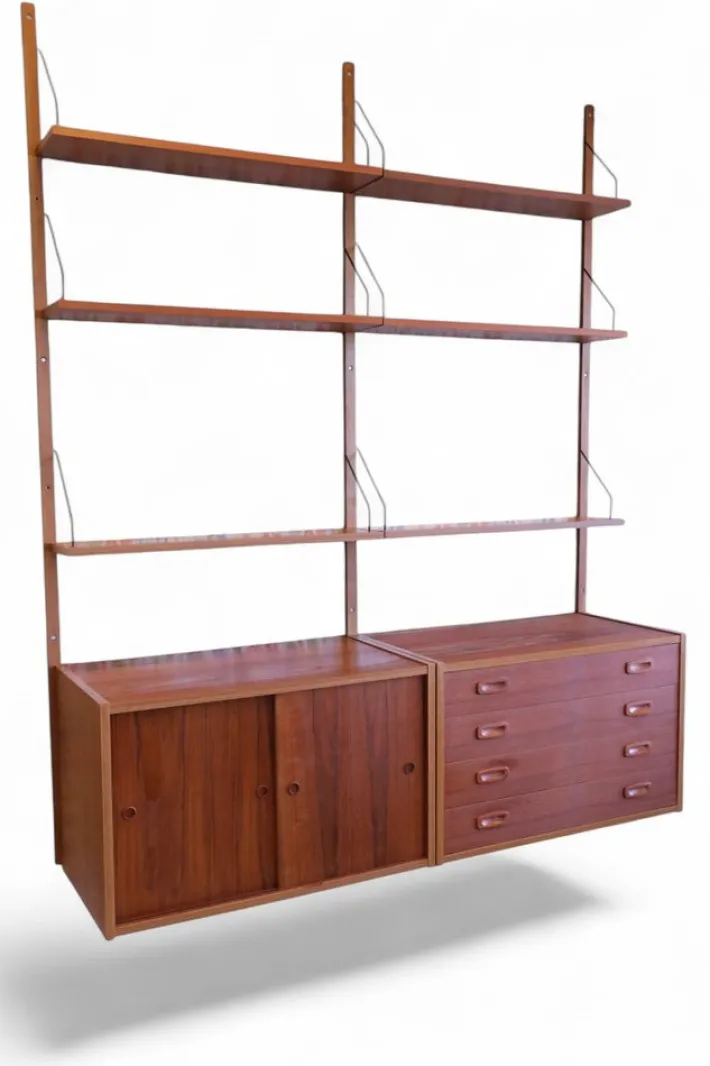 Pamono Danish Wall-Mounted Shelving System in Teak, 1960s Discount