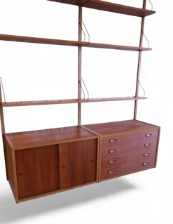 Pamono Danish Wall-Mounted Shelving System in Teak, 1960s Discount