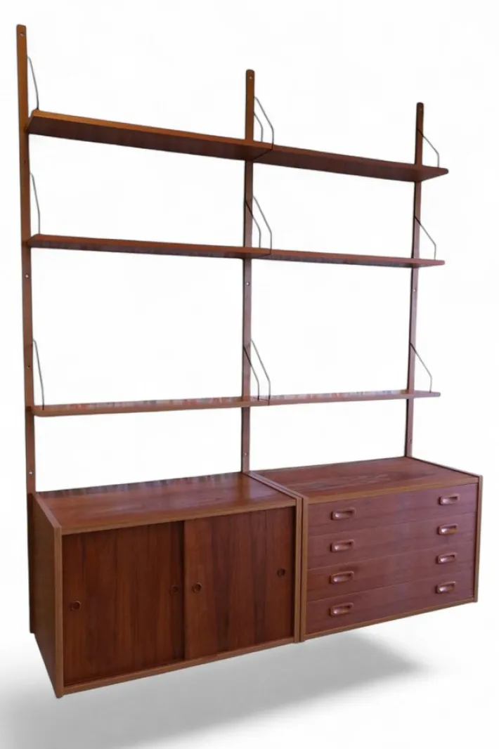 Pamono Danish Wall-Mounted Shelving System in Teak, 1960s Discount