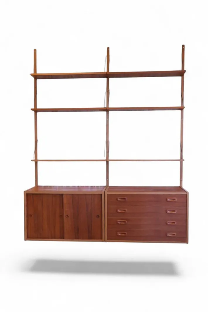 Pamono Danish Wall-Mounted Shelving System in Teak, 1960s Discount