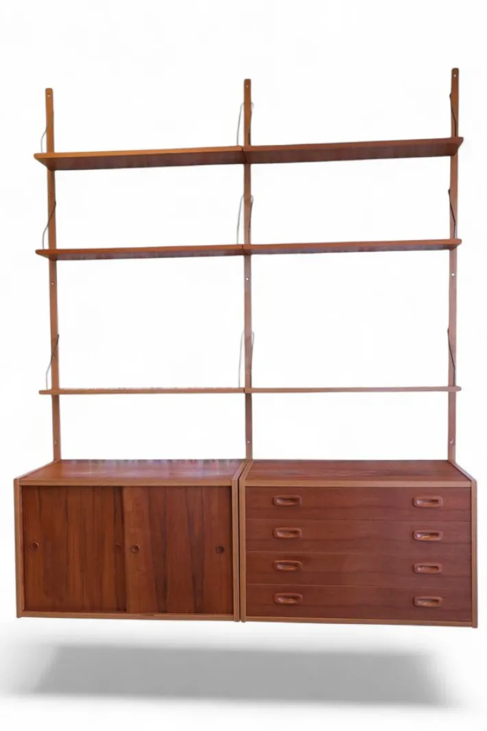 Pamono Danish Wall-Mounted Shelving System in Teak, 1960s Discount