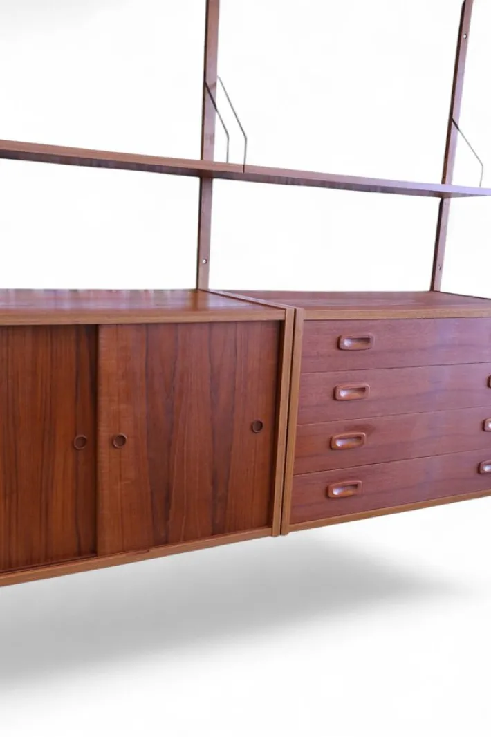 Pamono Danish Wall-Mounted Shelving System in Teak, 1960s Discount
