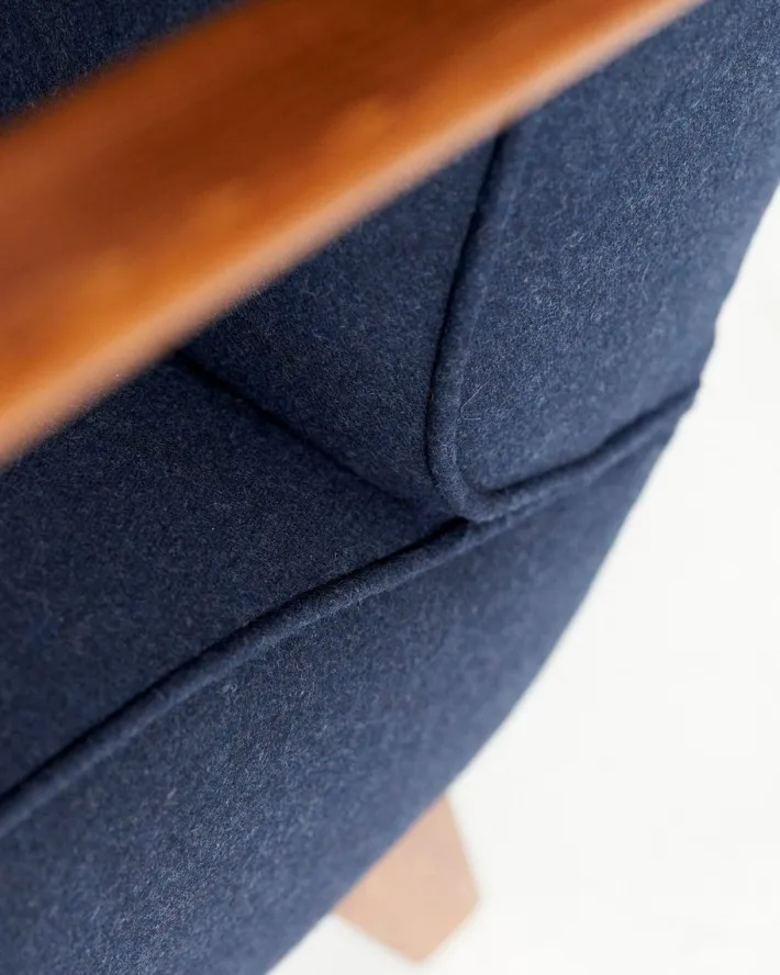 Pamono Dark Blue H-410 Armchair by Jindrich Halabala, 1930s New