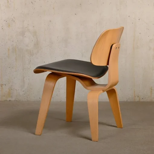 Pamono DCW Dining Chair in Ash with Dark Brown Leather Seat by Charles & Ray Eames for Vitra, 1990s Discount