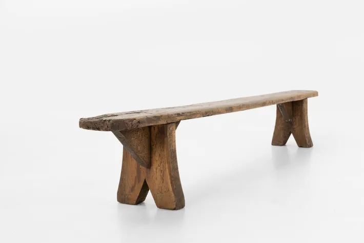 Pamono Decorative Wooden Low Bench, France, 1850s New