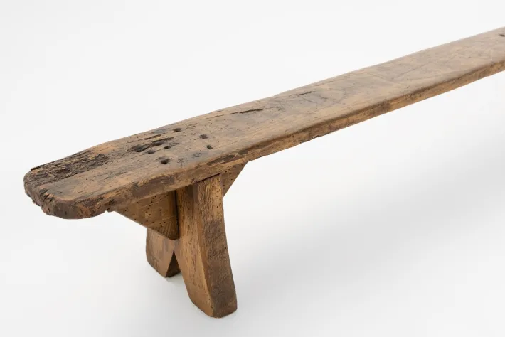 Pamono Decorative Wooden Low Bench, France, 1850s New
