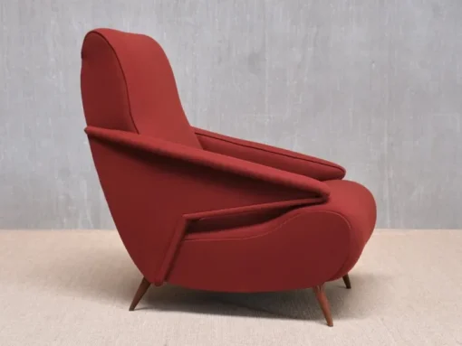Pamono Dedar Wool and Walnut Reclining Armchair from Angelo Banfi, Italy, 1944 Sale
