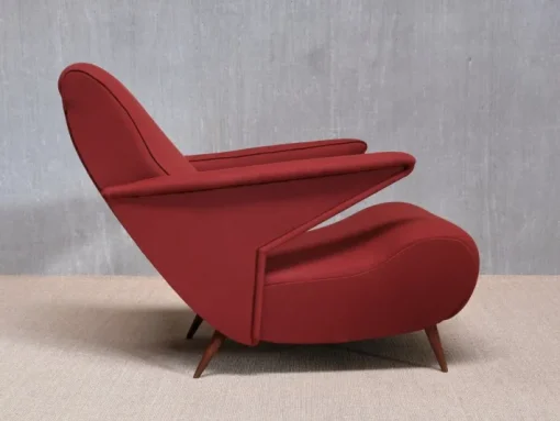 Pamono Dedar Wool and Walnut Reclining Armchair from Angelo Banfi, Italy, 1944 Sale