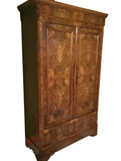 Pamono 2-Door Wardrobe with Drawer in Walnut, 1850s Sale
