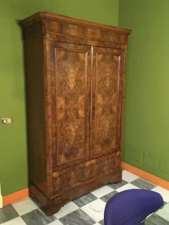 Pamono 2-Door Wardrobe with Drawer in Walnut, 1850s Sale