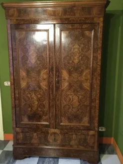 Pamono 2-Door Wardrobe with Drawer in Walnut, 1850s Sale