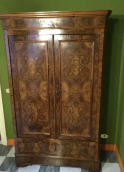 Pamono 2-Door Wardrobe with Drawer in Walnut, 1850s Sale