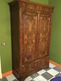 Pamono 2-Door Wardrobe with Drawer in Walnut, 1850s Sale