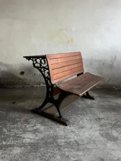 Pamono Double School Desk with Cast Iron Frame, Early 20th Century Discount
