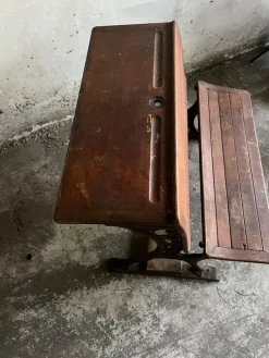 Pamono Double School Desk with Cast Iron Frame, Early 20th Century Discount