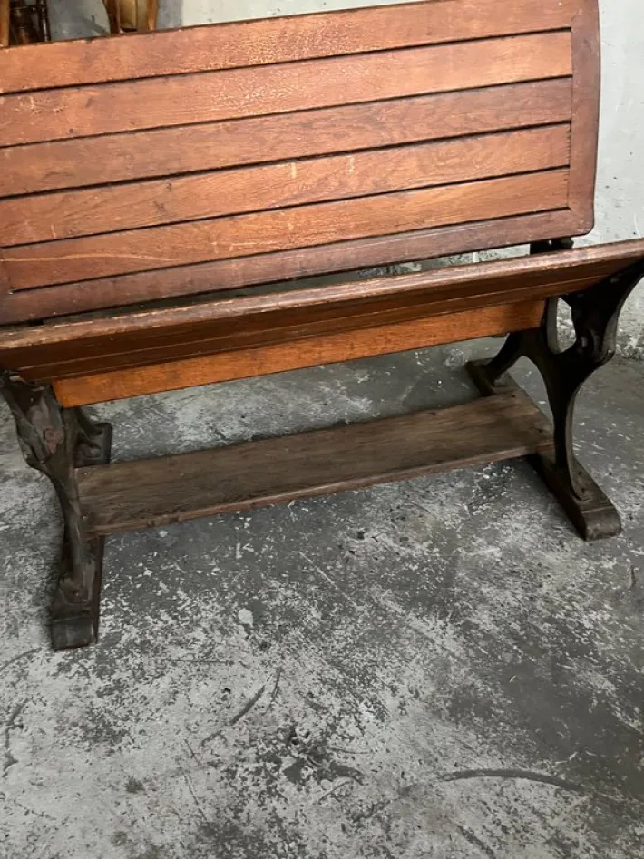 Pamono Double School Desk with Cast Iron Frame, Early 20th Century Discount