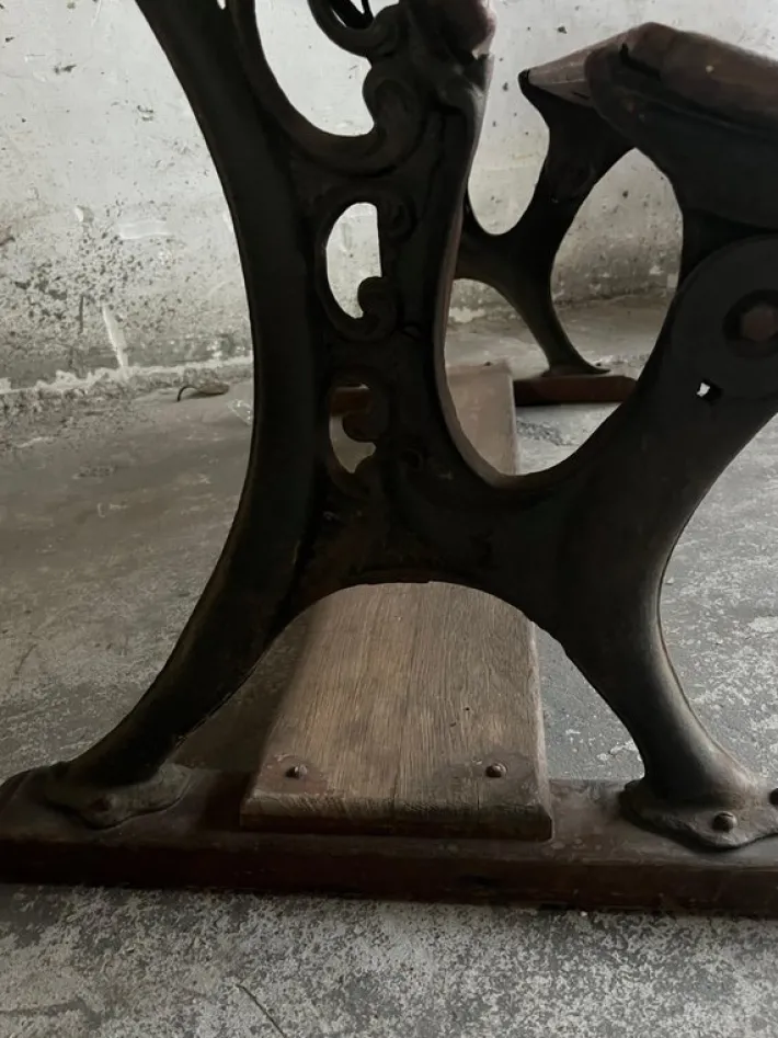 Pamono Double School Desk with Cast Iron Frame, Early 20th Century Discount