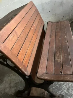 Pamono Double School Desk with Cast Iron Frame, Early 20th Century Discount