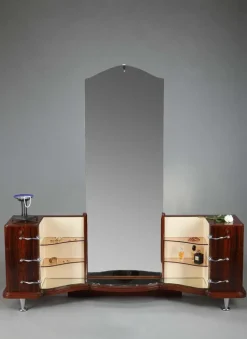 Pamono Dressing Table and Chair in Macassar Ebony Veneer, Set of 2 Clearance