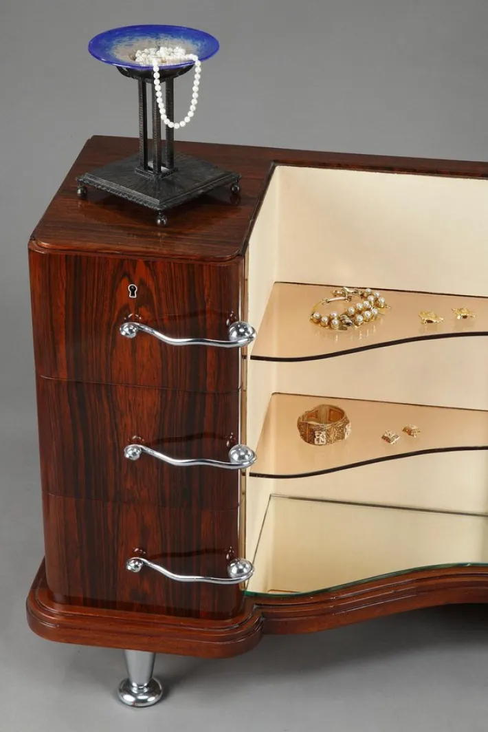 Pamono Dressing Table and Chair in Macassar Ebony Veneer, Set of 2 Clearance