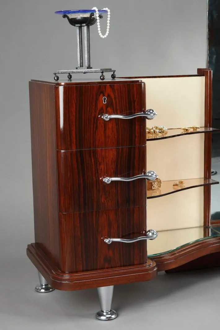 Pamono Dressing Table and Chair in Macassar Ebony Veneer, Set of 2 Clearance