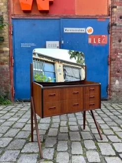 Pamono Dressing Table in Teak with Patterned Glass Top Discount