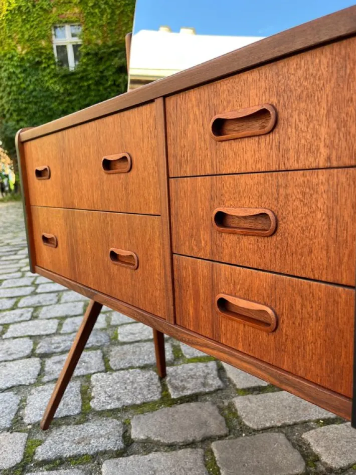 Pamono Dressing Table in Teak with Patterned Glass Top Discount