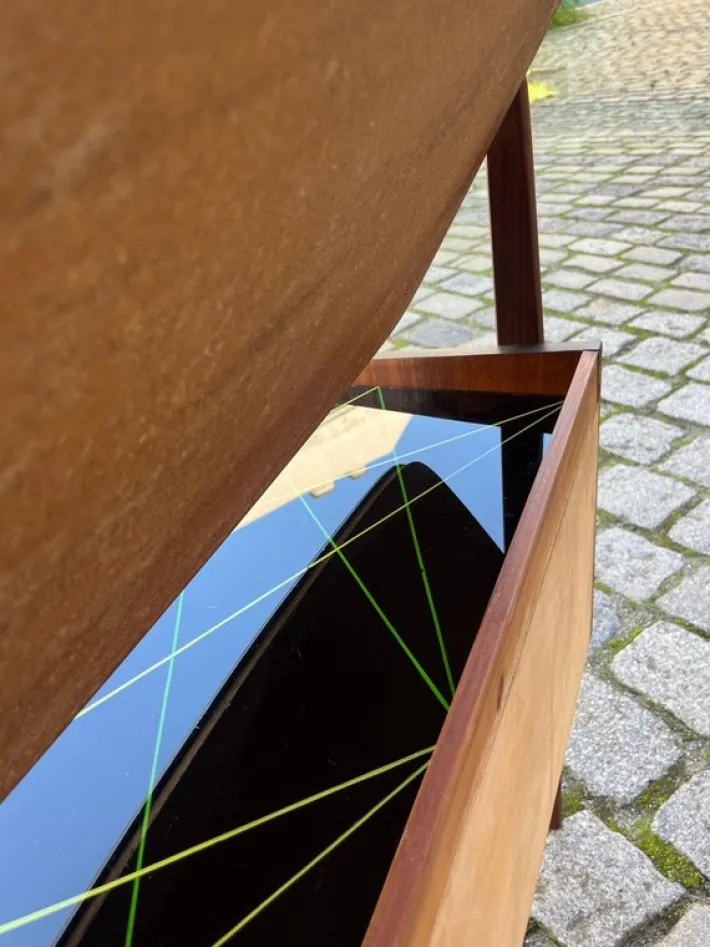 Pamono Dressing Table in Teak with Patterned Glass Top Discount