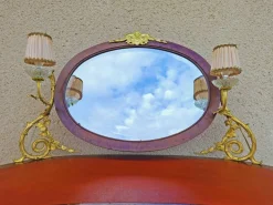 Pamono Dressing Table with 2 Arms of Lights Marquetry and Gilt Bronze, 1890s New