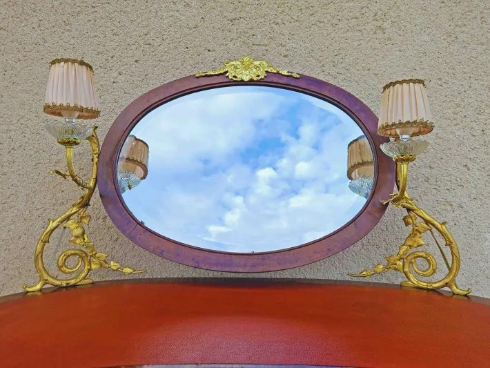 Pamono Dressing Table with 2 Arms of Lights Marquetry and Gilt Bronze, 1890s New