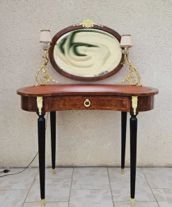 Pamono Dressing Table with 2 Arms of Lights Marquetry and Gilt Bronze, 1890s New