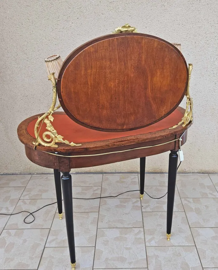 Pamono Dressing Table with 2 Arms of Lights Marquetry and Gilt Bronze, 1890s New