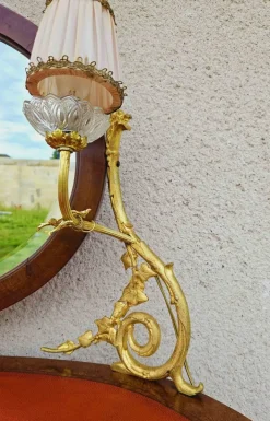 Pamono Dressing Table with 2 Arms of Lights Marquetry and Gilt Bronze, 1890s New