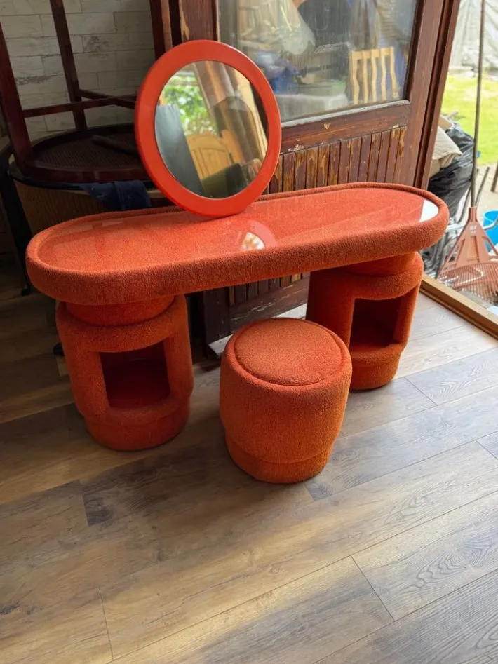 Pamono Dressing Table with Chairs from Kecskemét Furniture, 1975, Set of 3 Hot