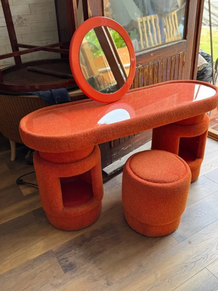 Pamono Dressing Table with Chairs from Kecskemét Furniture, 1975, Set of 3 Hot