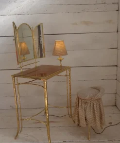 Pamono Dressing Table with Lamp and Seat in Faux Bamboo, 1950s, Set of 2 Outlet