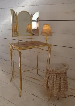 Pamono Dressing Table with Lamp and Seat in Faux Bamboo, 1950s, Set of 2 Outlet