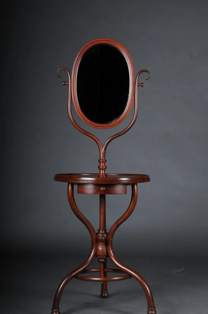 Pamono Dressing Table with Standing Mirror in Beech from Thonet, 1900s Best