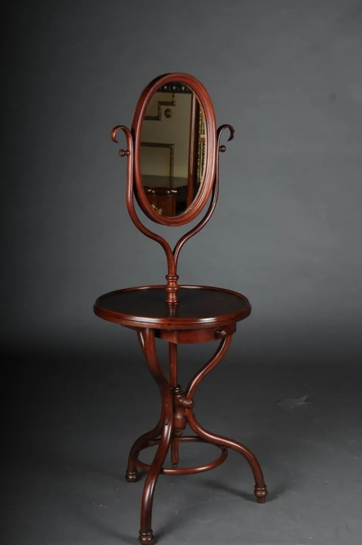 Pamono Dressing Table with Standing Mirror in Beech from Thonet, 1900s Best