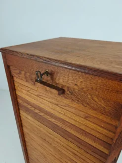 Pamono Dutch Oak Archive Cabinet with Tambour Door, 1940s