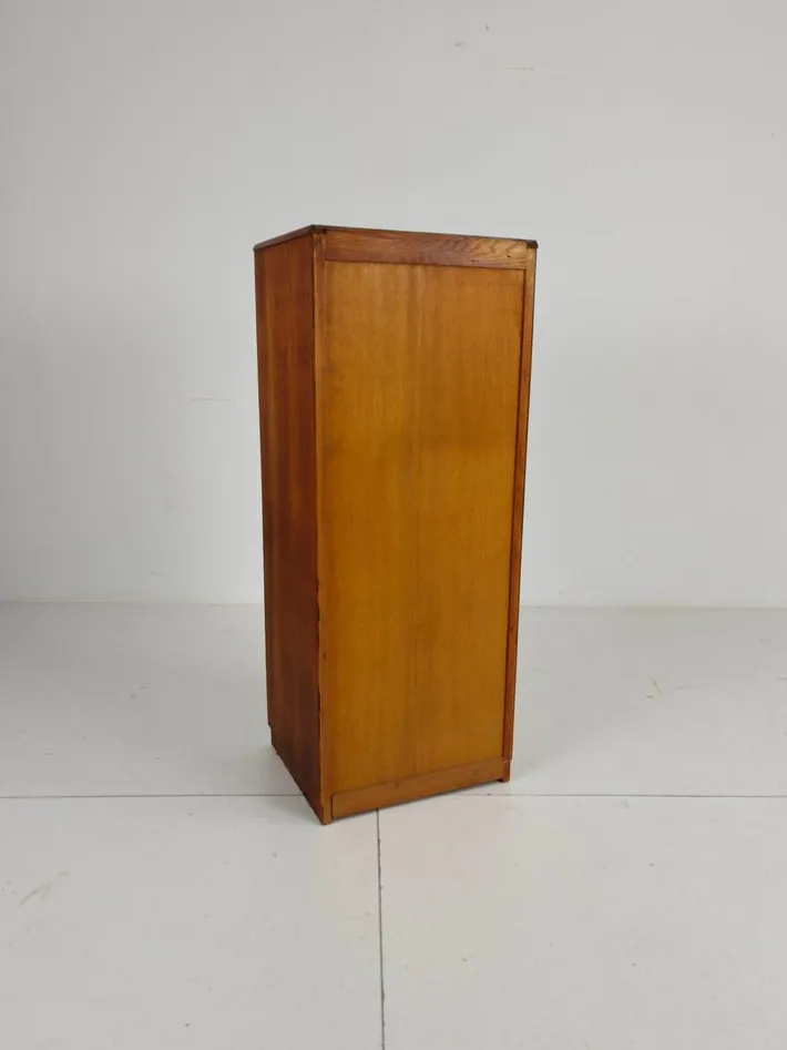 Pamono Dutch Oak Archive Cabinet with Tambour Door, 1940s