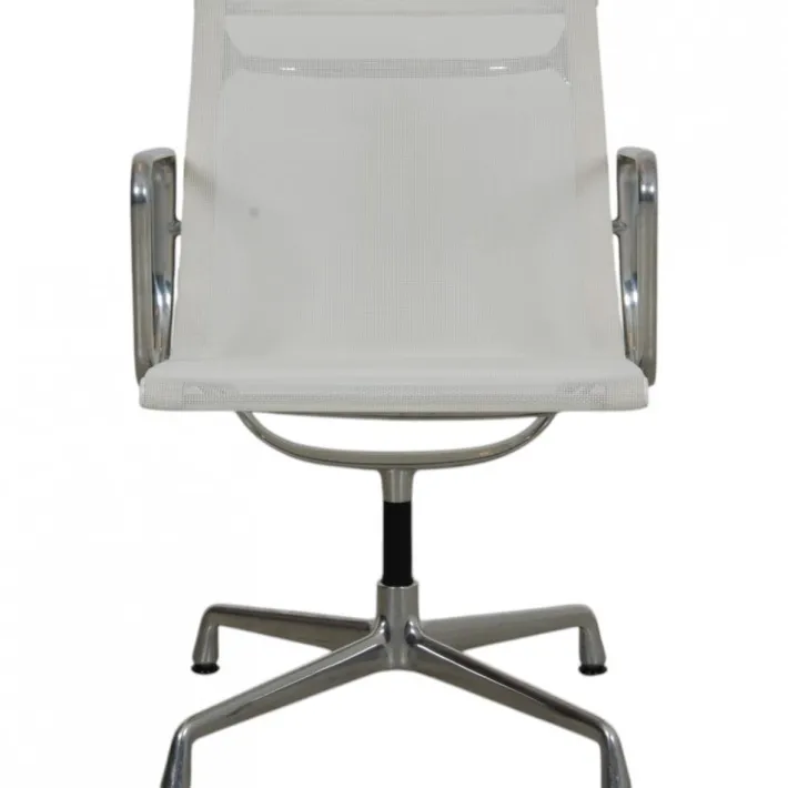 Pamono EA-108 Chair in White Mesh with Aluminium Base by Charles Eames for Vitra Hot