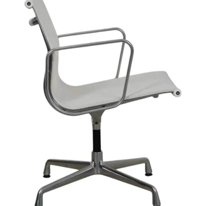 Pamono EA-108 Chair in White Mesh with Aluminium Base by Charles Eames for Vitra Hot