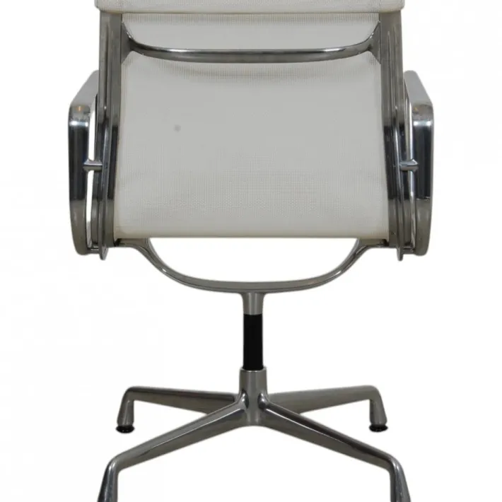 Pamono EA-108 Chair in White Mesh with Aluminium Base by Charles Eames for Vitra Hot