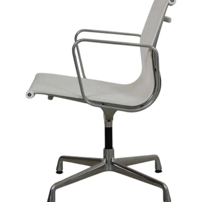 Pamono EA-108 Chair in White Mesh with Aluminium Base by Charles Eames for Vitra Hot