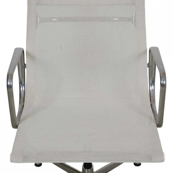 Pamono EA-108 Chair in White Mesh with Aluminium Base by Charles Eames for Vitra Hot