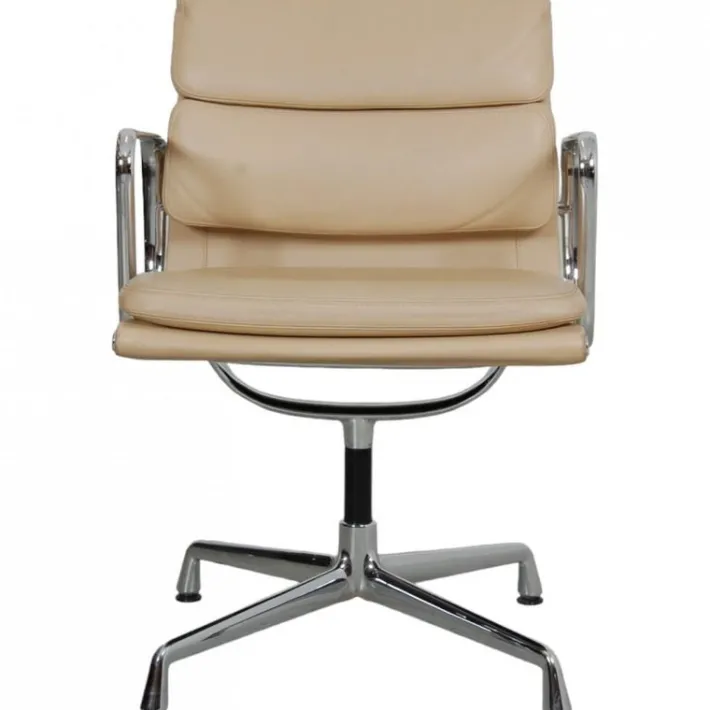 Pamono Ea-208 Softpad Chair in Beige Leather by Charles Eames, 2000s New