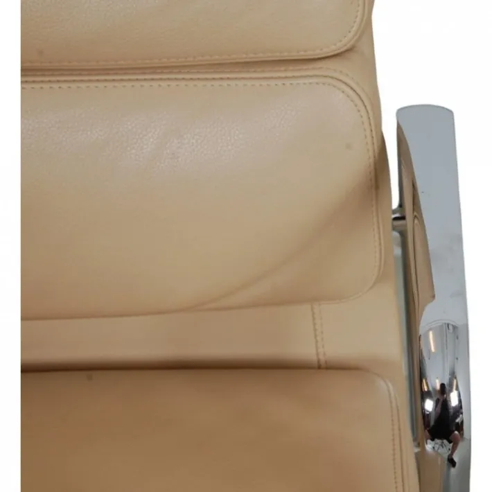 Pamono Ea-208 Softpad Chair in Beige Leather by Charles Eames, 2000s New