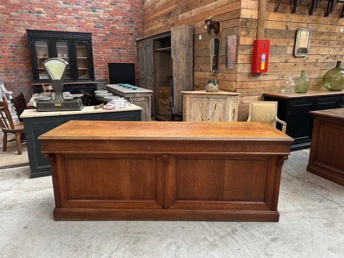 Pamono Early 20th Century Solid Oak Counter Outlet