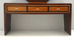 Pamono Ebonized Walnut and Birch Vanity Table with Mirror attributed to Paolo Buffa, 1950s Sale